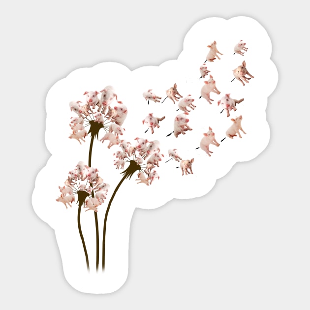 Pig Dandelion Flower Sticker by Schoenberger Willard